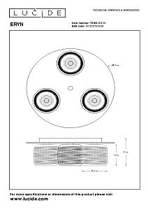 Потолочная люстра Lucide Eryn 70184/03/11