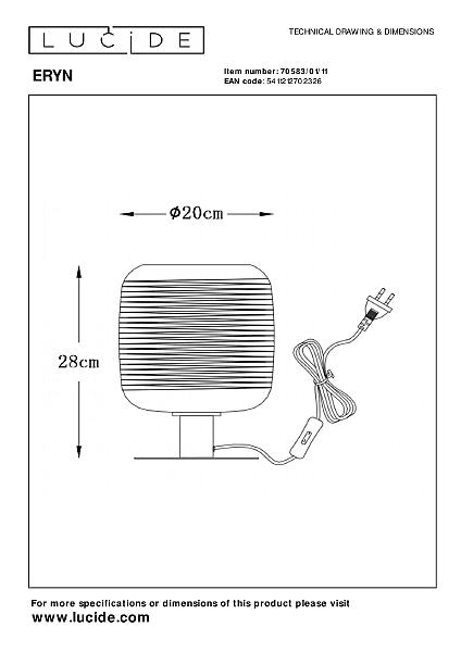 Настольная лампа Lucide Eryn 70583/01/11