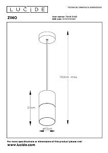 Светильник подвесной Lucide Zino 74410/01/62