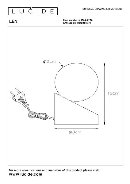 Настольная лампа Lucide Len 45561/01/36