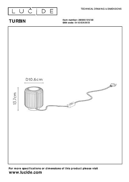 Настольная лампа Lucide Turbin 26500/05/30