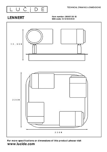 Светильник спот Lucide Lennert 26957/20/12