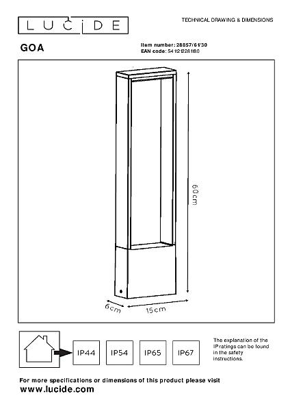 Уличный наземный светильник Lucide Goa 28857/61/30