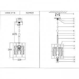 Светильник подвесной Lumien Hall Барумини LH3046/1P-NK