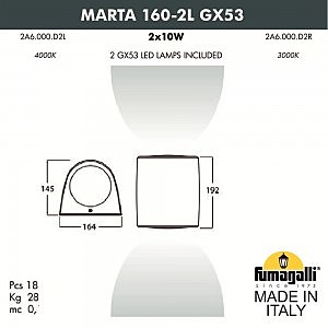 Уличный настенный светильник Fumagalli Marta 2A6.000.000.LXD2L