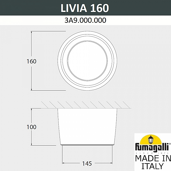 Уличный потолочный светильник Fumagalli Livia 160 3A9.000.000.WXD1L