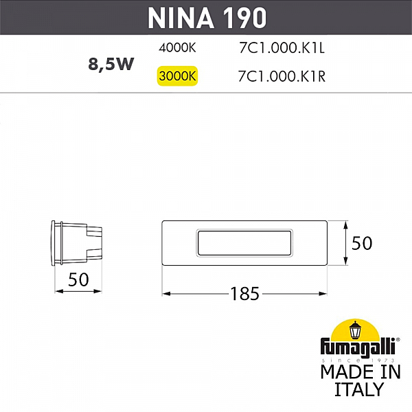 Подсветка для ступеней Fumagalli Nina 7C1.000.000.LYK1L