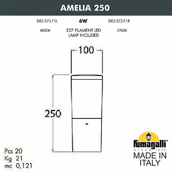 Уличный наземный светильник Fumagalli Amelia DR2.573.000.BYF1R