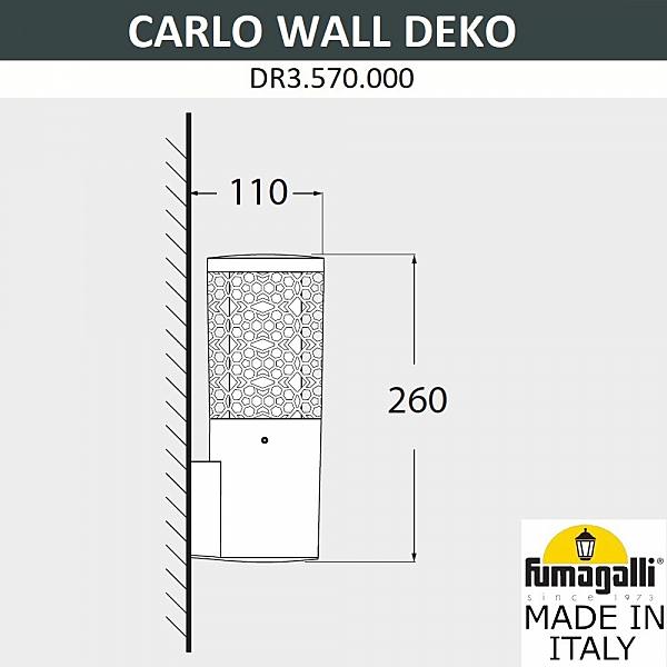 Уличный настенный светильник Fumagalli Carlo Deco DR3.570.000.LXU1L