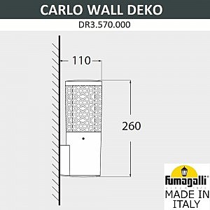 Уличный настенный светильник Fumagalli Carlo Deco DR3.570.000.LXU1L