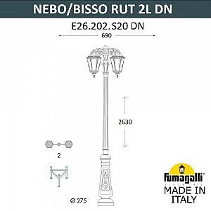 Столб фонарный уличный Fumagalli Rut E26.202.S20.AXF1R DN