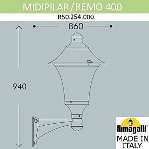 Уличный настенный светильник Fumagalli Remo R50.254.000.AYE27