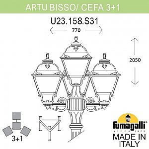 Столб фонарный уличный Fumagalli Cefa U23.158.S31.BXF1R