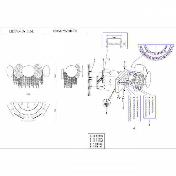 Настенное бра Lumien Hall Tesiya LH3055/3W-CLNL