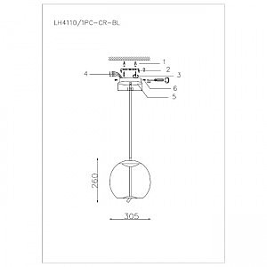 Светильник подвесной Lumien Hall Avila LH4110/1PC-CR-BL