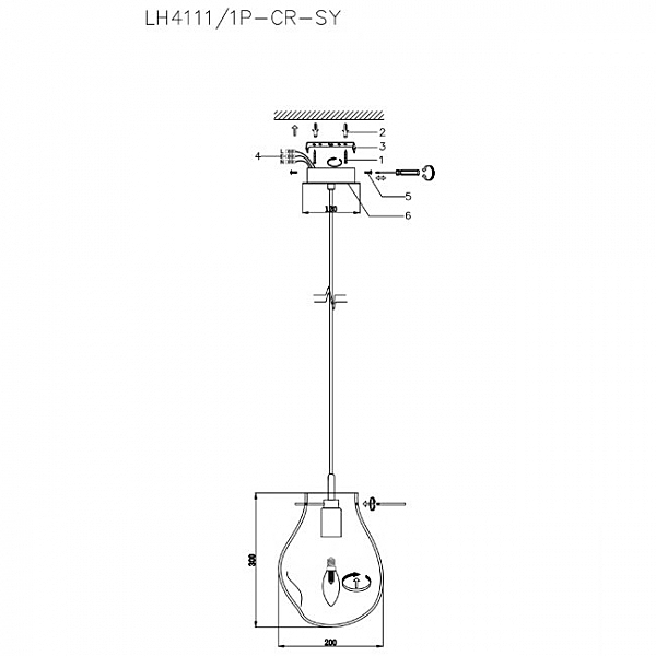 Светильник подвесной Lumien Hall Nertus LH4111/1P-CR-SY