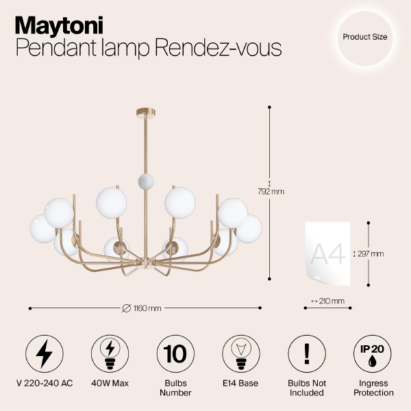 Люстра на штанге Maytoni Rendez-Vous MOD109PL-10BS