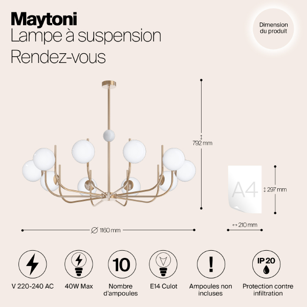 Люстра на штанге Maytoni Rendez-Vous MOD109PL-10BS