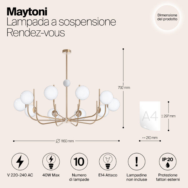 Люстра на штанге Maytoni Rendez-Vous MOD109PL-10BS