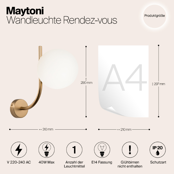 Настенное бра Maytoni Rendez-Vous MOD109WL-01BS