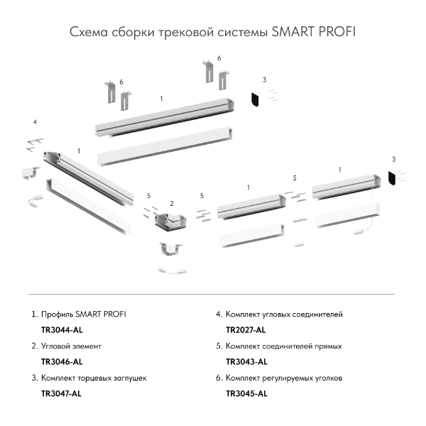 Комплект соединителей прямых Denkirs Smart One TR3043-AL