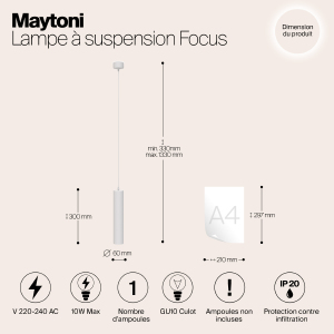 Светильник подвесной Maytoni Focus P075PL-01W