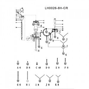 Подвесная люстра Lumien Hall Lavena LH0026/8H-CR