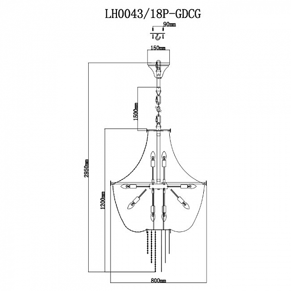 Подвесная люстра Lumien Hall Lissone LH0043/18P-GDCG