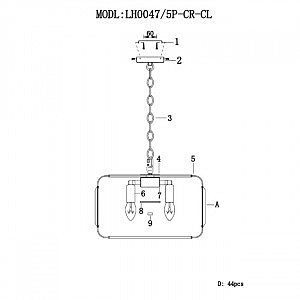 Подвесная люстра Lumien Hall Viviana LH0047/5P-CR-CL