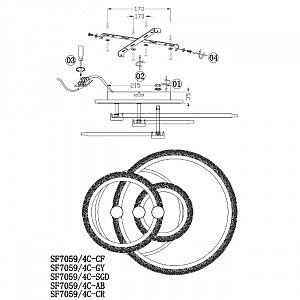 Потолочная люстра Seven Fires Ejlev SF7059/4C-GY-BL