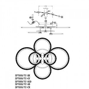 Потолочная люстра Seven Fires Ejlev SF7059/7C-SGD-BL