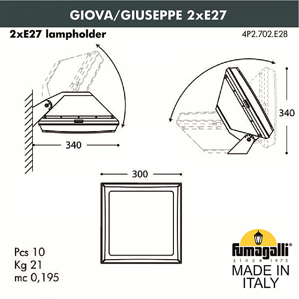 Уличный настенный светильник Fumagalli Guizeppe 4P2.702.000.WYF1R