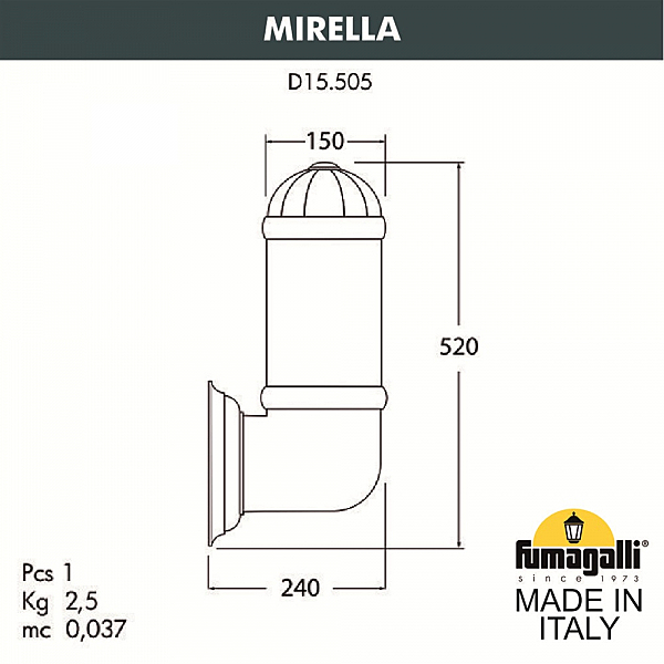 Уличный настенный светильник Fumagalli Sauro D15.505.000.AXF1R.FRA