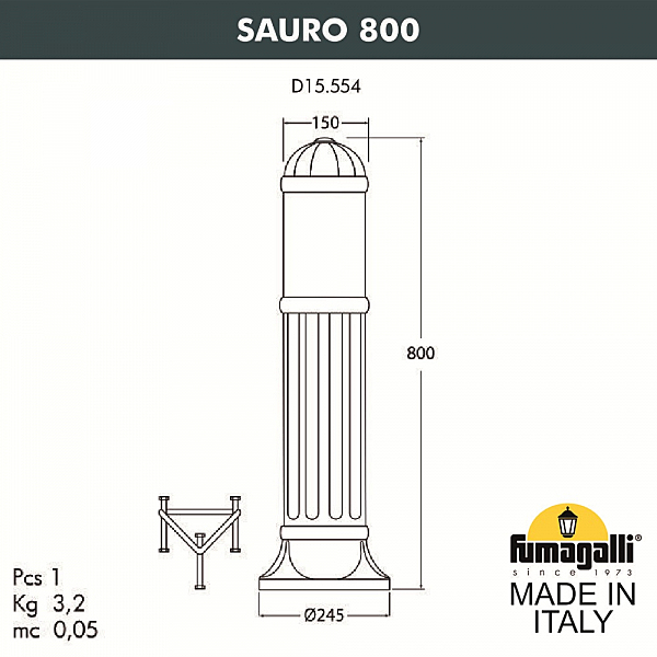 Уличный наземный светильник Fumagalli Sauro D15.554.000.LXF1R.FC1