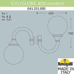 Уличный настенный светильник Fumagalli Globe 400 Modern G41.251.000.AYE27