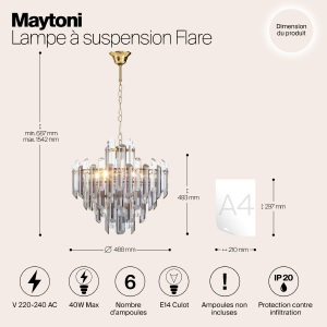 Подвесная люстра Maytoni Flare DIA200PL-06G