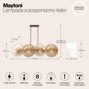 Люстра на штанге Maytoni Aster MOD007PL-08G1