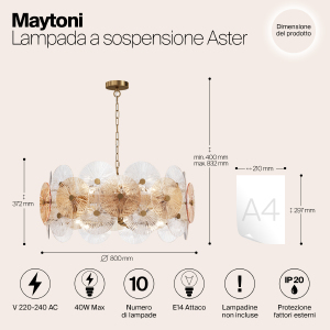 Подвесная люстра Maytoni Aster MOD007PL-10G