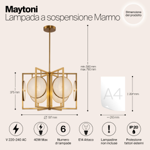 Люстра на штанге Maytoni Marmo MOD099PL-06G