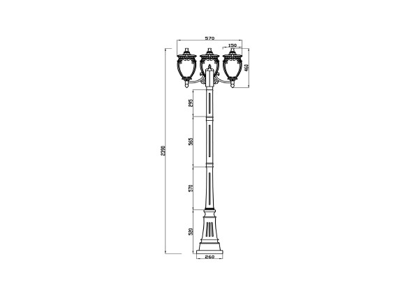 Столб фонарный уличный Maytoni Fleur O414FL-03GB