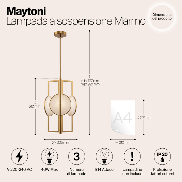 Люстра на штанге Maytoni Marmo MOD099PL-03G