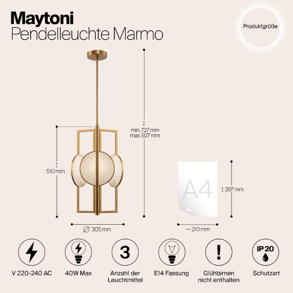 Люстра на штанге Maytoni Marmo MOD099PL-03G