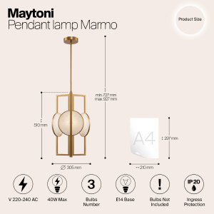 Люстра на штанге Maytoni Marmo MOD099PL-03G