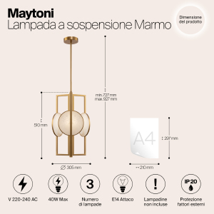 Люстра на штанге Maytoni Marmo MOD099PL-03G