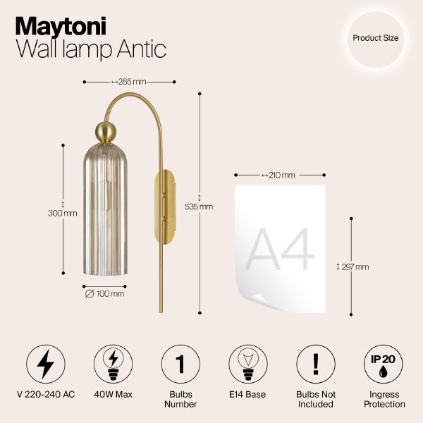 Настенное бра Maytoni Antic MOD302WL-01CG