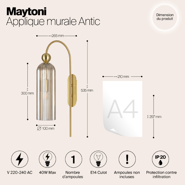 Настенное бра Maytoni Antic MOD302WL-01CG