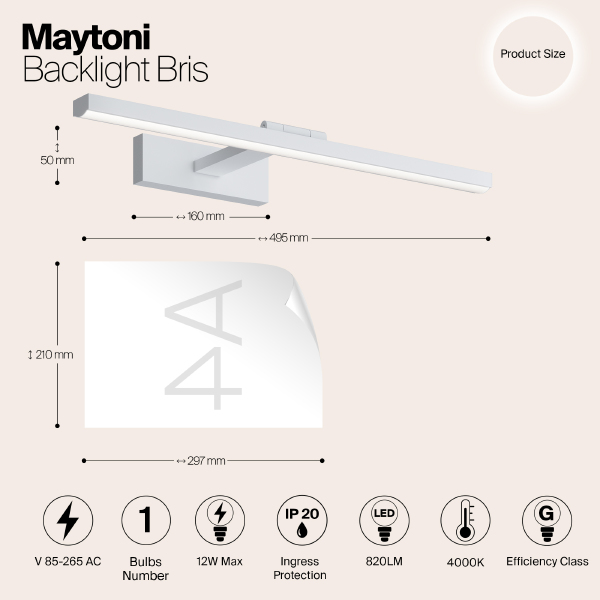 Подсветка зеркал и полок Maytoni Bris MIR008WL-L12W4K