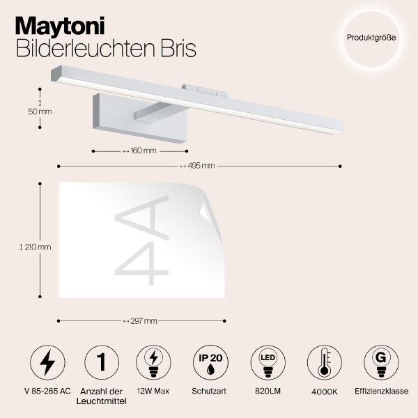 Подсветка зеркал и полок Maytoni Bris MIR008WL-L12W4K