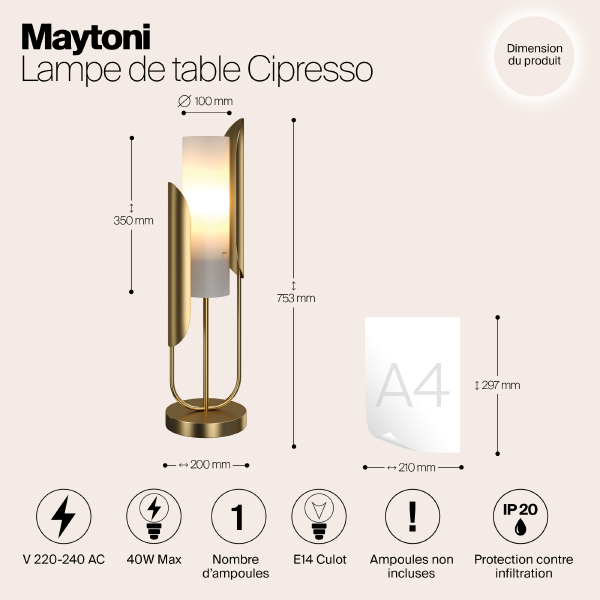 Настольная лампа Maytoni Сipresso Z014TL-01G