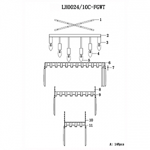 Потолочная люстра Lumien Hall Nara LH0024/10C-FGWT